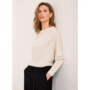 Mint Velvet Neutral Metallic Ruched Long Sleeve Top
